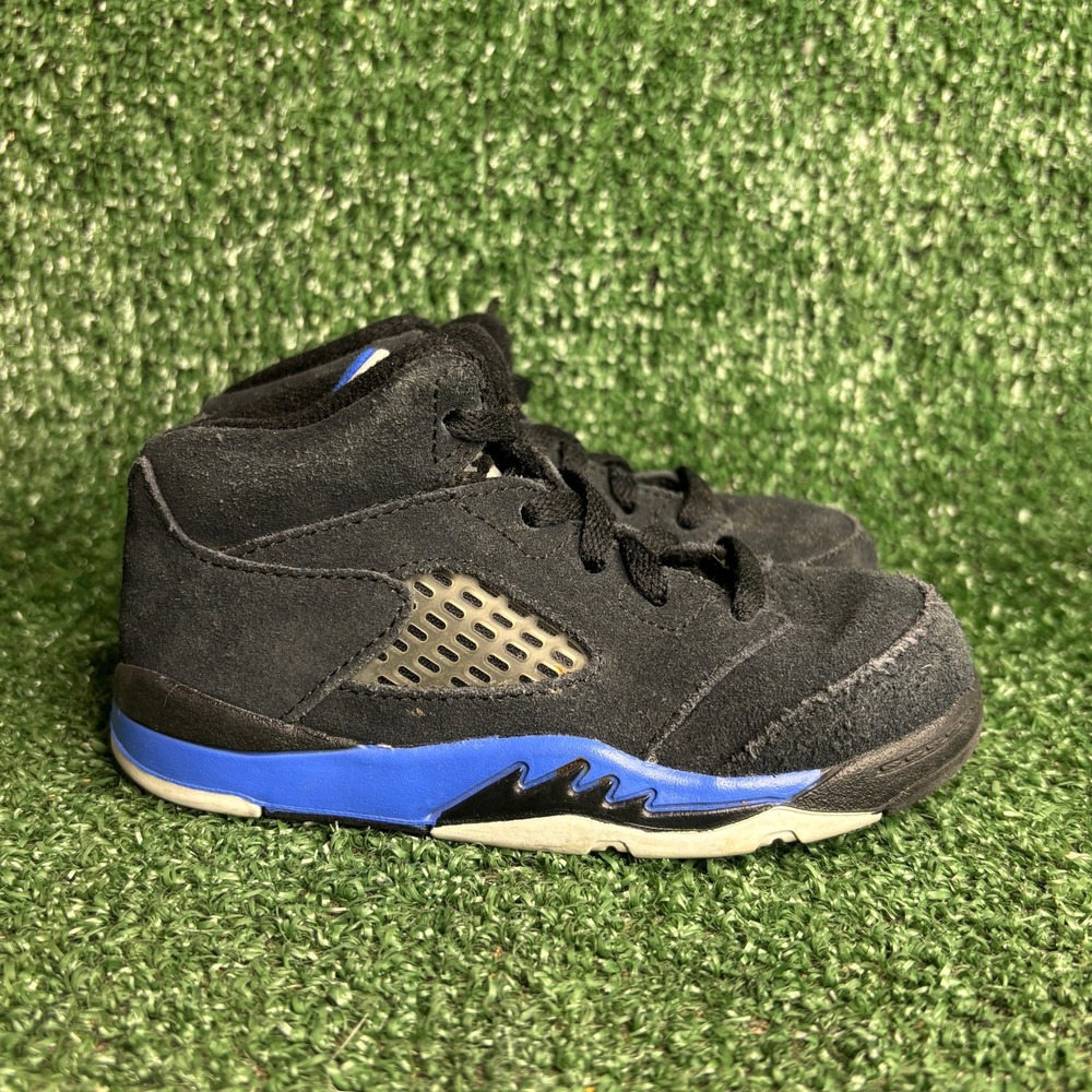 Jordan 5 Retro Racer Blue Suede High Top‎ Basketball Sneaker Black Toddler 8C